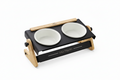 Elevated Adjustable Double Ceramic Pet Bowls – Ergonomic Tilt Feeding Stand with Stable Iron Base