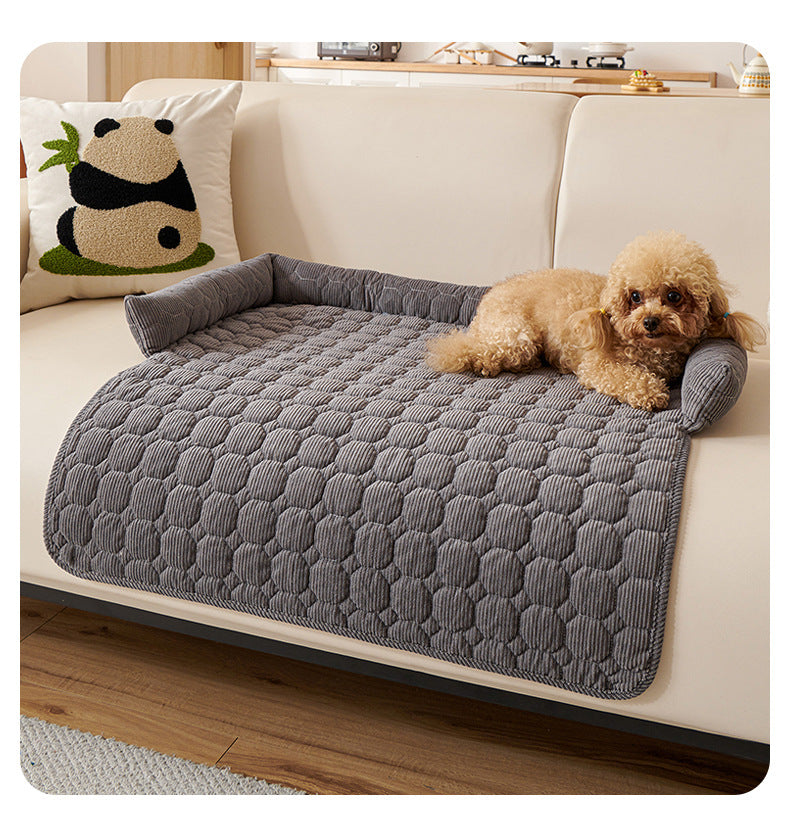 Critter Co Calming Pet Sofa Protector Bed – Non-Slip Bolster Cushion for Cats & Dogs