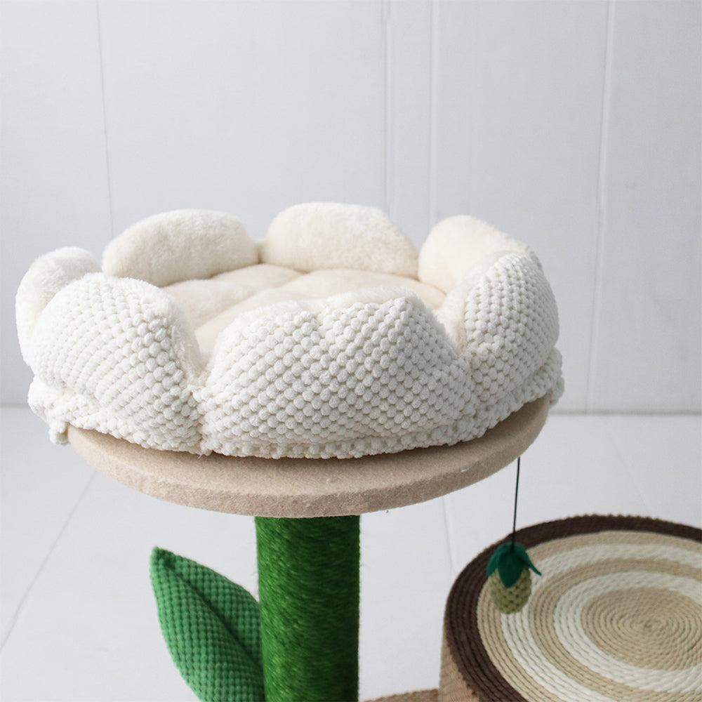 Log Cat House & Camellia Scratching Tree – Cozy Cat Hideaway