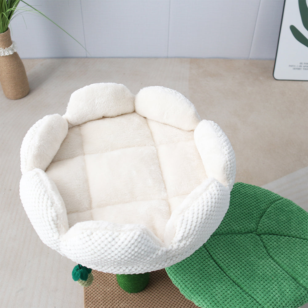 Camellia Flower Cat Scratching Tree – 2 Level Cat Tower with Toy