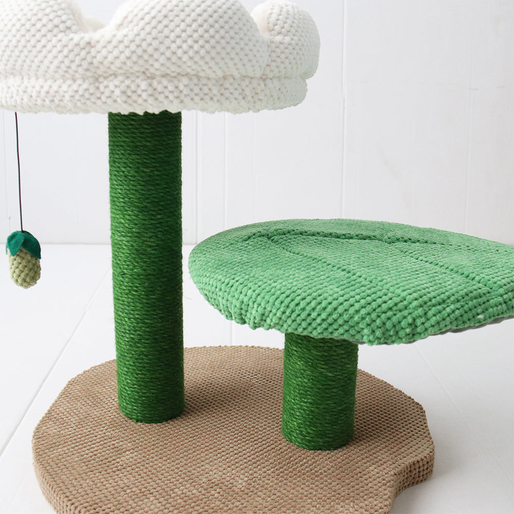 Camellia Flower Cat Scratching Tree – 2 Level Cat Tower with Toy