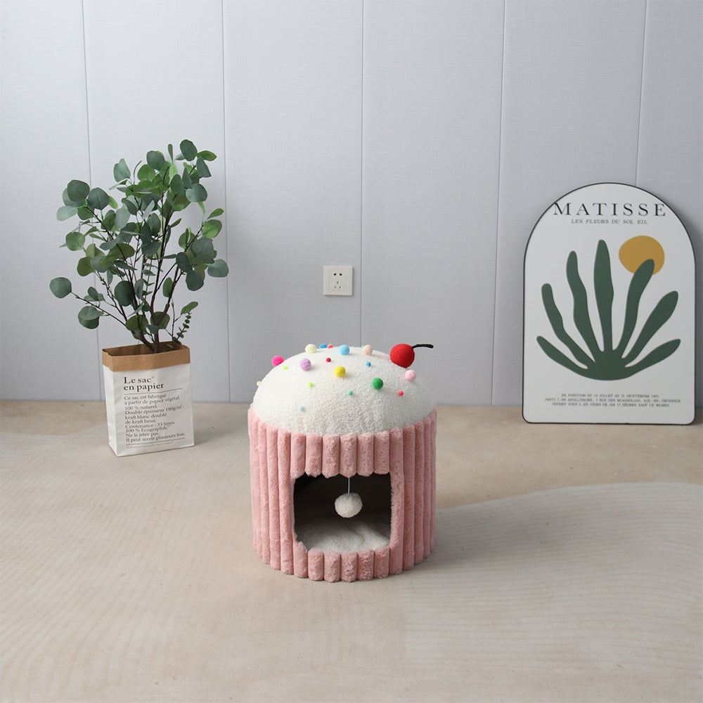 Pink Cupcake Cat House – Cozy Indoor Cat Bed & Hideaway