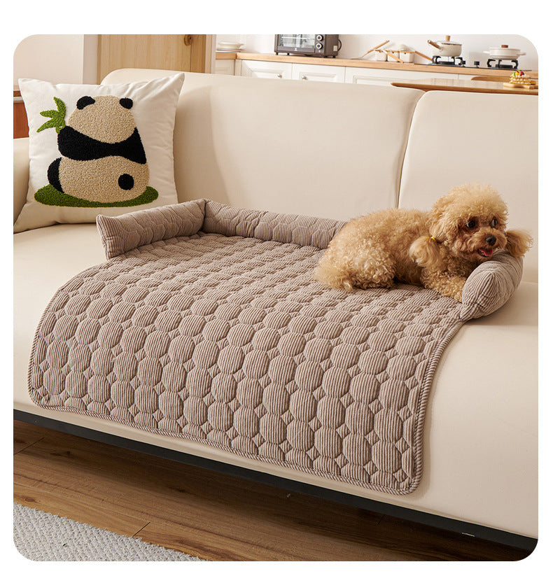 Critter Co Calming Pet Sofa Protector Bed – Non-Slip Bolster Cushion for Cats & Dogs